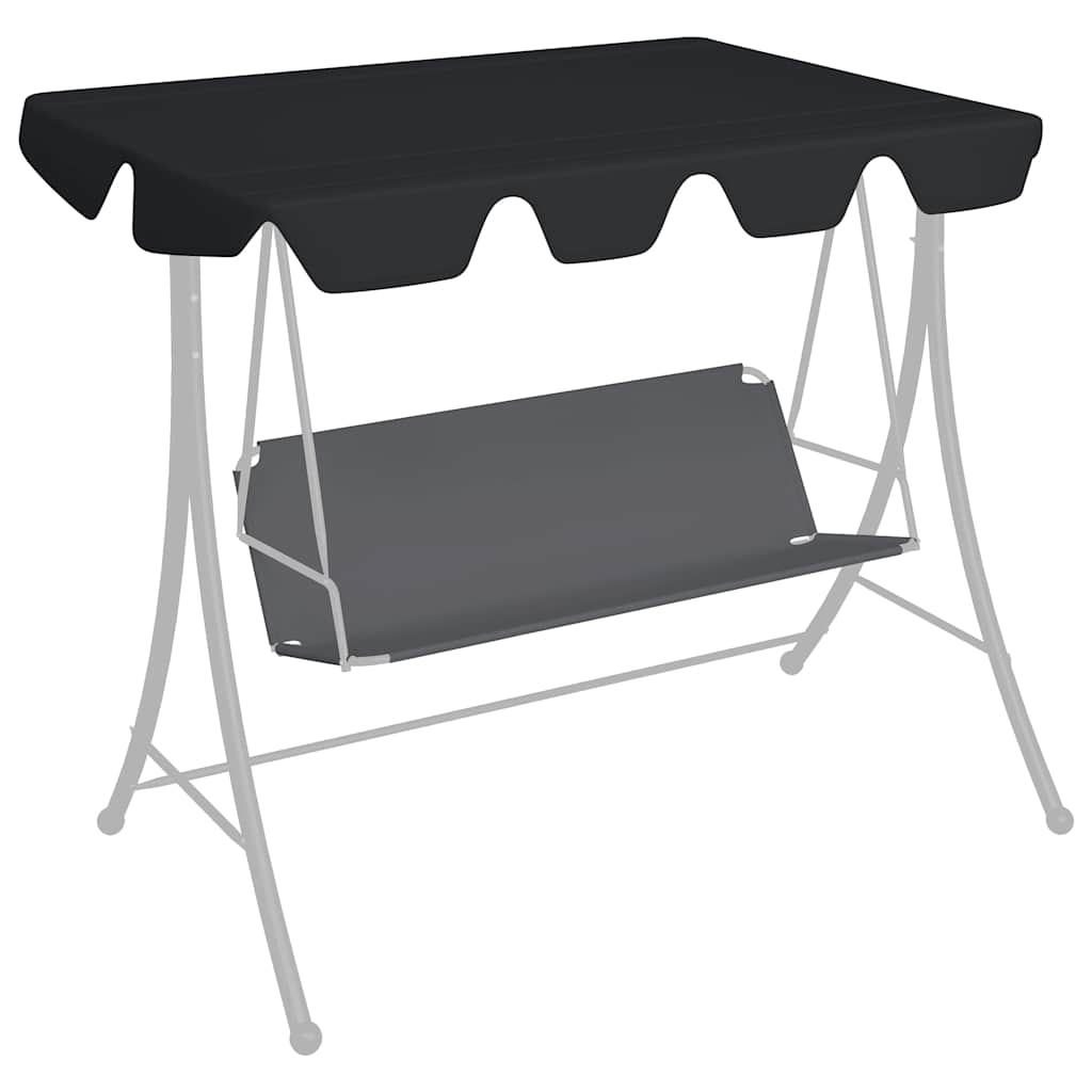 Replacement Canopy for Garden Swing Black 150/130x105/70 cm
