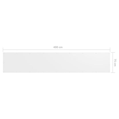 Balcony Screen White 75x400 cm Oxford Fabric