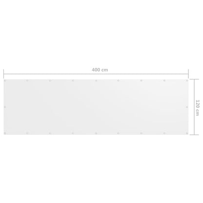 Balcony Screen White 120x400 cm Oxford Fabric