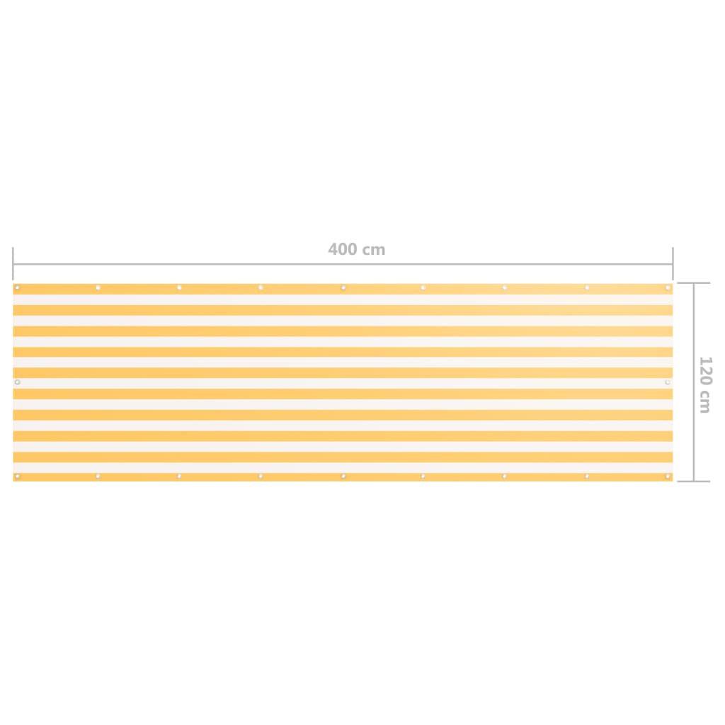 Balcony Screen White and Yellow 120x400 cm Oxford Fabric