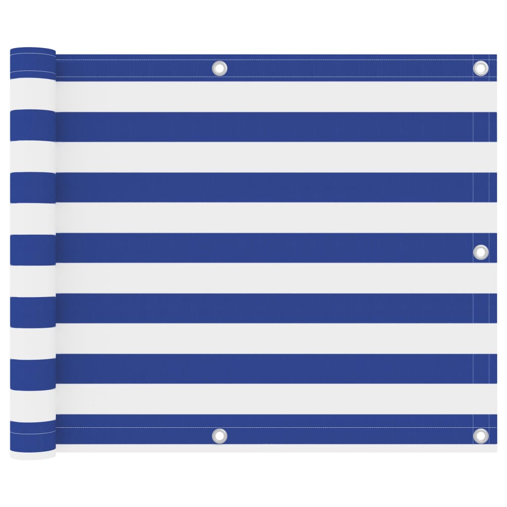 Balcony Screen White and Blue 75x600 cm Oxford Fabric
