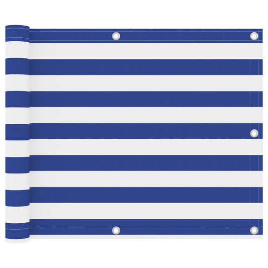 Balcony Screen White and Blue 75x600 cm Oxford Fabric