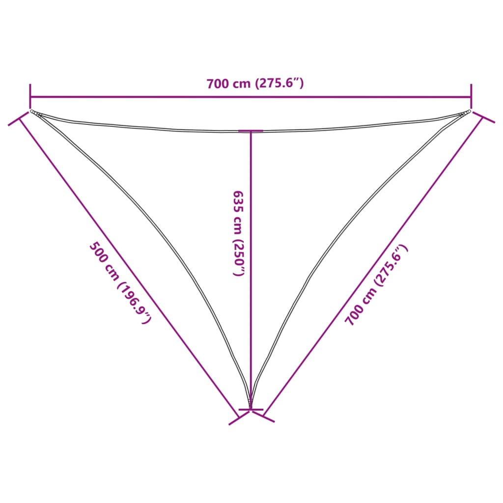 Sunshade Sail Oxford Fabric Triangular 5x7x7 m Taupe