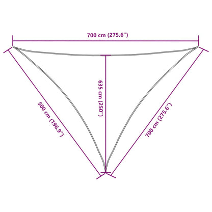 Sunshade Sail Oxford Fabric Triangular 5x7x7 m Taupe