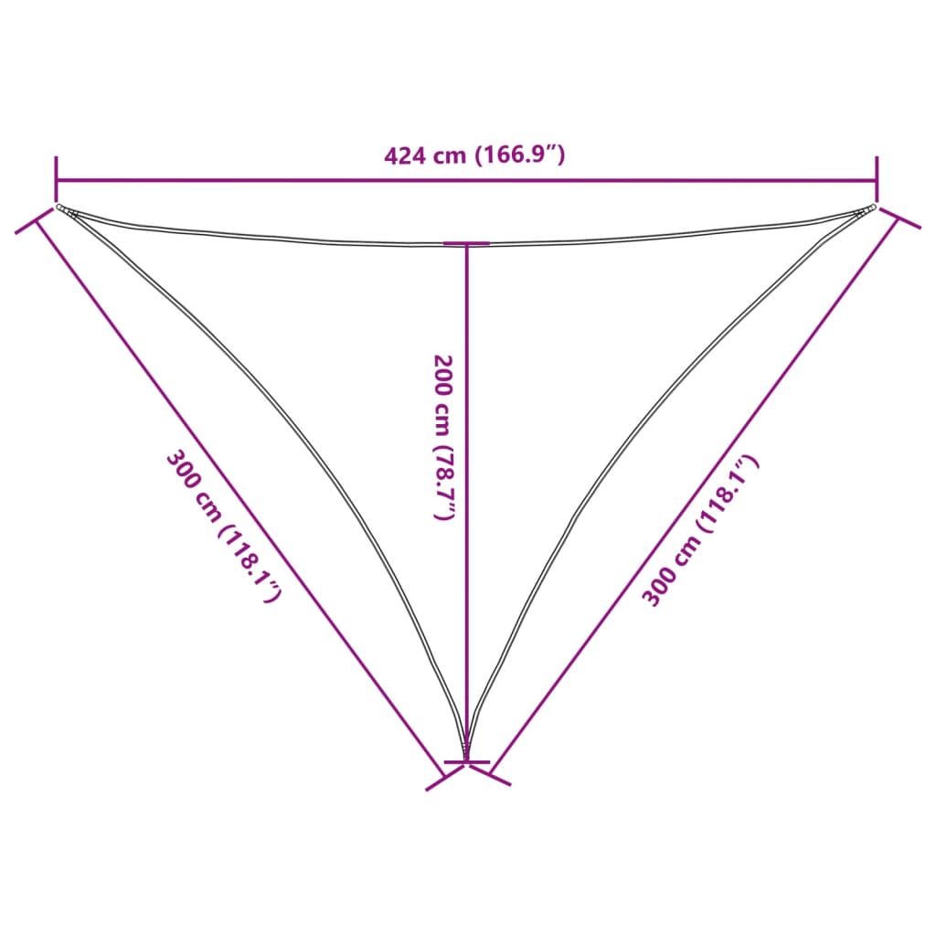 Sunshade Sail Oxford Fabric Triangular 3x3x4.24 m Red
