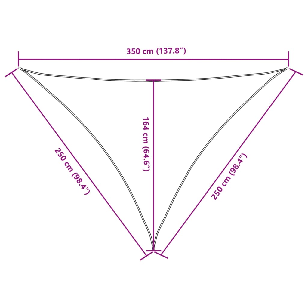 Sunshade Sail Oxford Fabric Triangular 2.5x2.5x3.5 m Orange