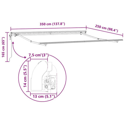 Awning Manual White 3.5 x 2.5 m Metal