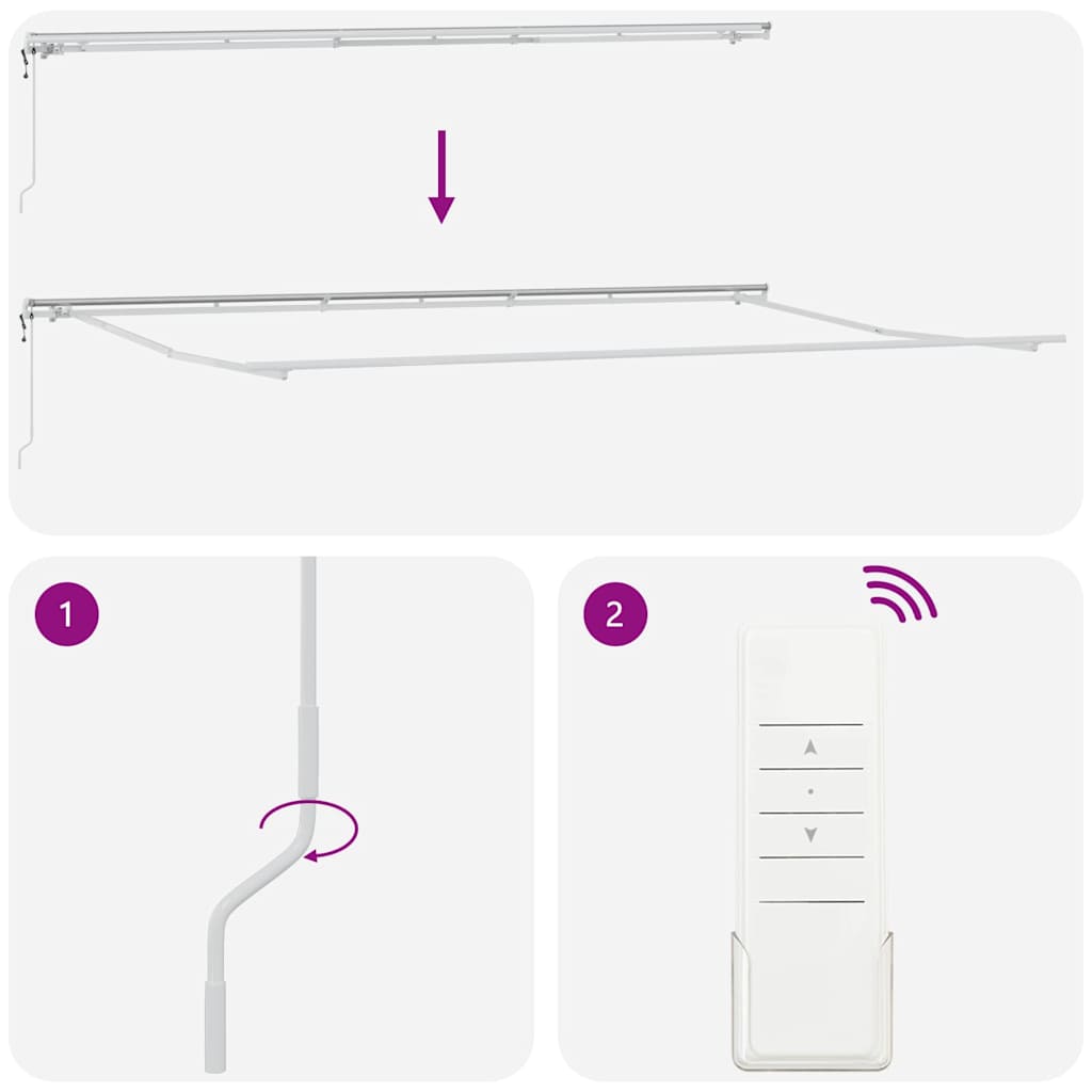 Awning Manual White 6 x 3 m Metal
