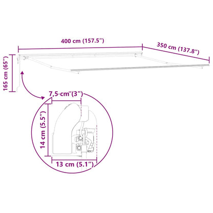 Awning Manual White 4 x 3.5 m Metal