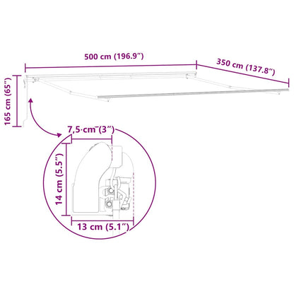 Awning Manual White 5 x 3.5 m Metal