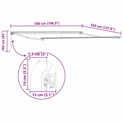 Awning Manual Anthracite 5 x 3.5 m Metal