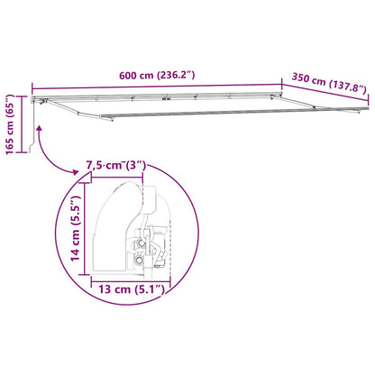 Awning Manual Anthracite 6 x 3.5 m Metal