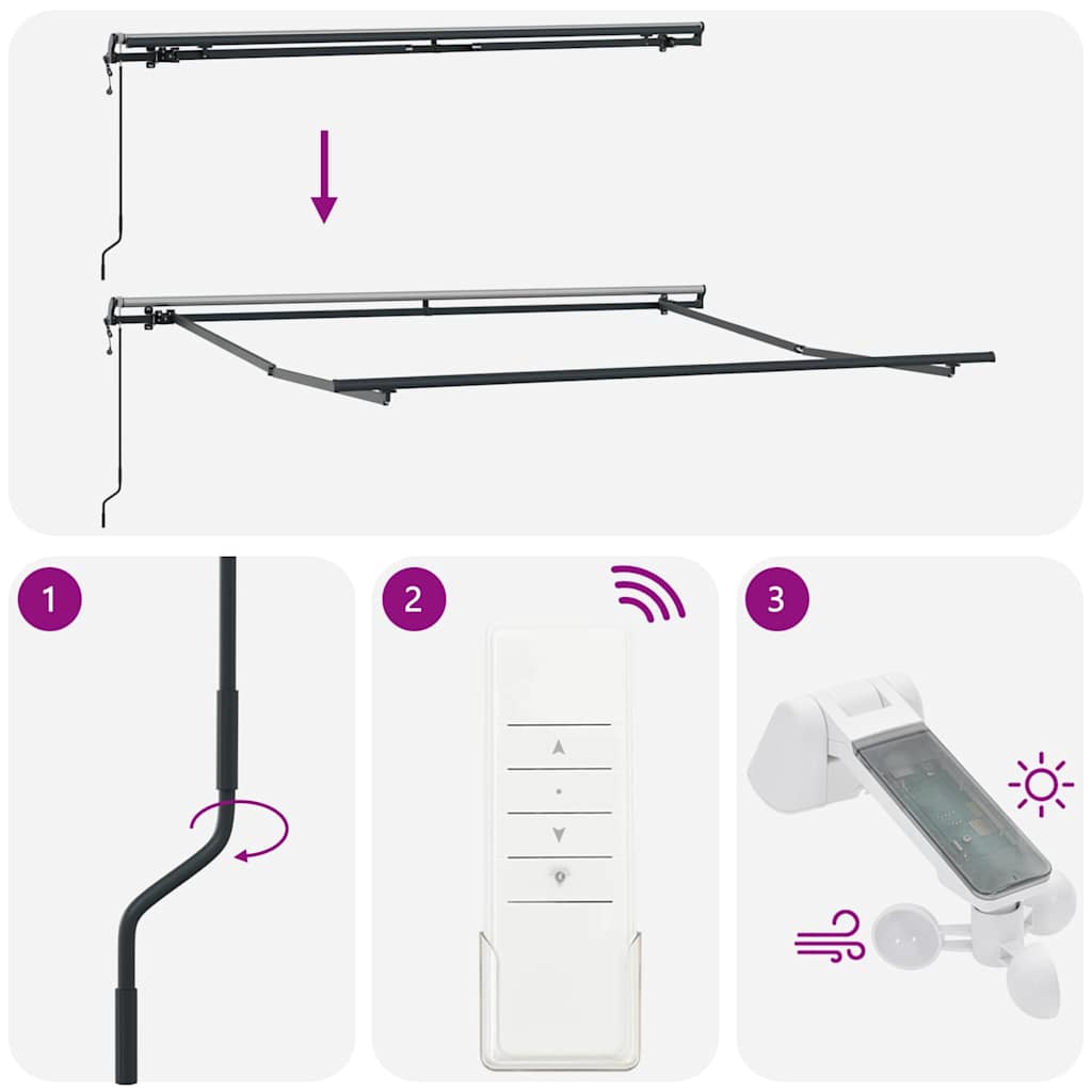 Awning Manual Anthracite 3 x 2.5 m Metal