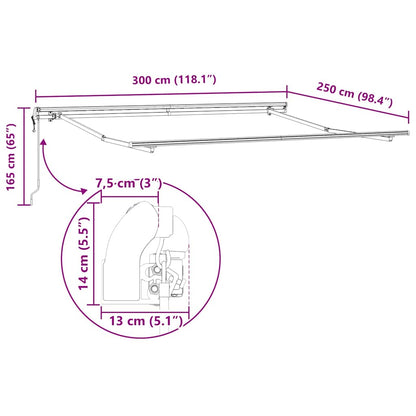 Awning Manual Anthracite 3 x 2.5 m Metal