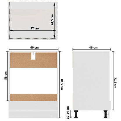 Oven Cabinet Lyon White 60x46x81.5 cm Engineered Wood