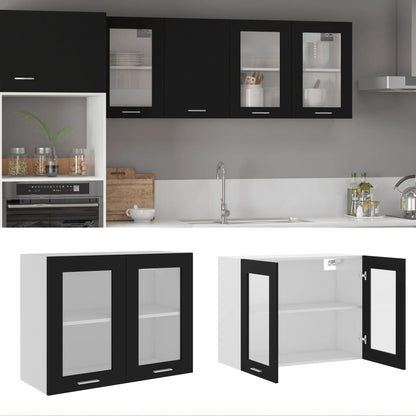 Hanging Glass Cabinet Lyon Black 80x31x60 cm Engineered Wood