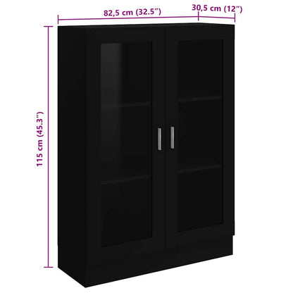 Vitrine Cabinet Black 82.5x30.5x115 cm Engineered Wood