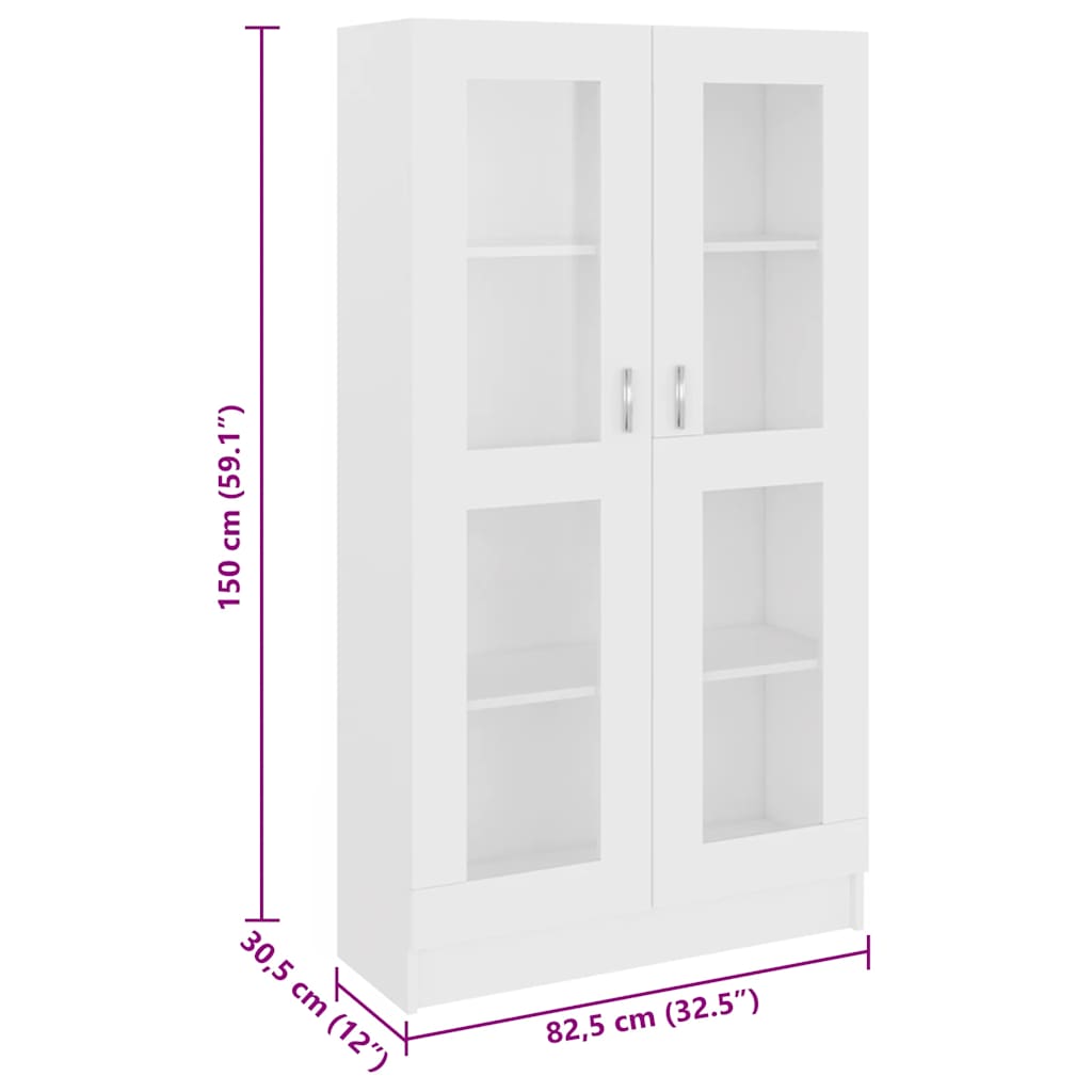 Vitrine Cabinet White 82.5x30.5x150 cm Engineered Wood