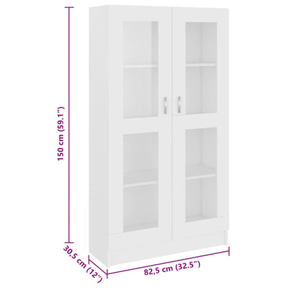 Vitrine Cabinet White 82.5x30.5x150 cm Engineered Wood