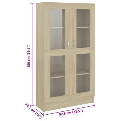 Vitrine Cabinet Sonoma Oak 82.5x30.5x150 cm Engineered Wood