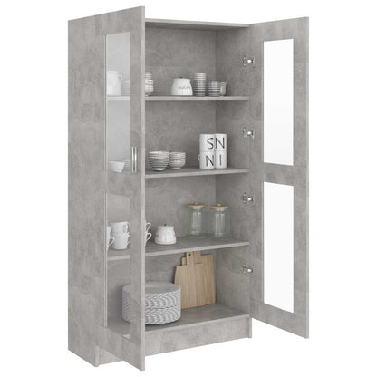 Vitrine Cabinet Concrete Grey 82.5x30.5x150 cm Engineered Wood