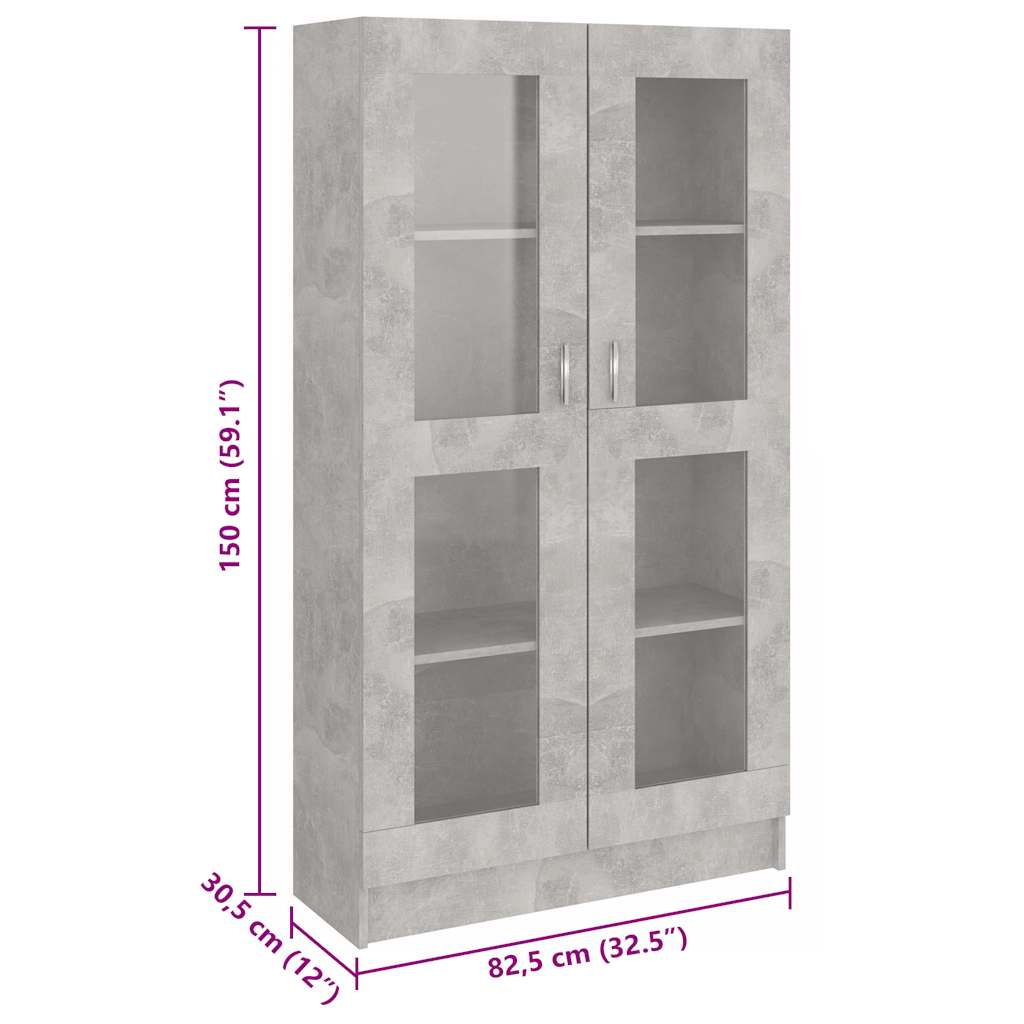 Vitrine Cabinet Concrete Grey 82.5x30.5x150 cm Engineered Wood