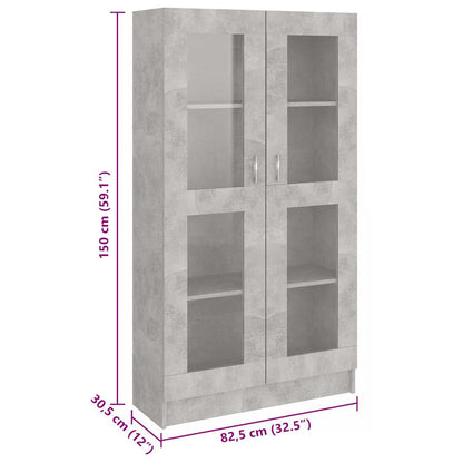 Vitrine Cabinet Concrete Grey 82.5x30.5x150 cm Engineered Wood