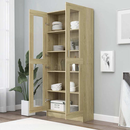 Vitrine Cabinet Sonoma Oak 82.5x30.5x185 cm Engineered Wood
