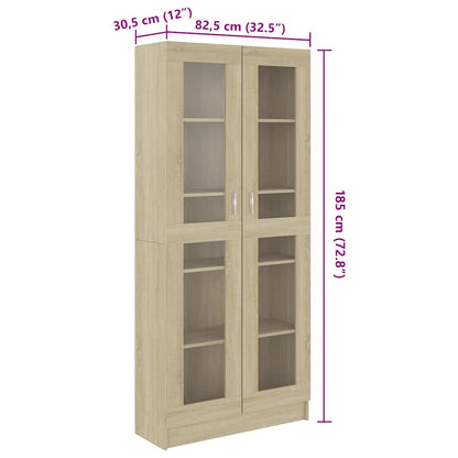Vitrine Cabinet Sonoma Oak 82.5x30.5x185 cm Engineered Wood