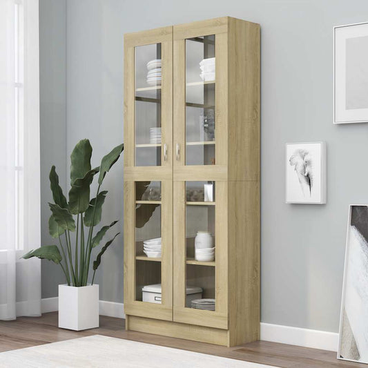 Vitrine Cabinet Sonoma Oak 82.5x30.5x185 cm Engineered Wood