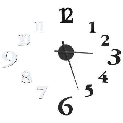 3D Wall Clock Modern Design Black and White 100 cm XXL