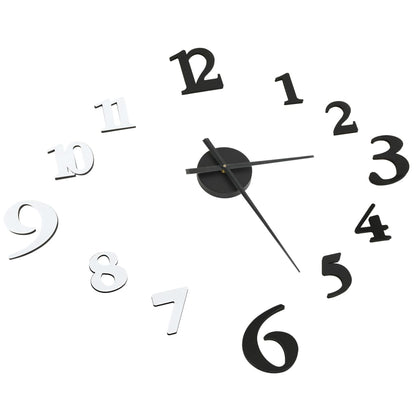 3D Wall Clock Modern Design Black and White 100 cm XXL