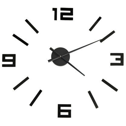 3D Wall Clock Modern Design Black 100 cm XXL