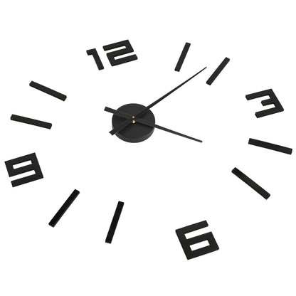 3D Wall Clock Modern Design Black 100 cm XXL