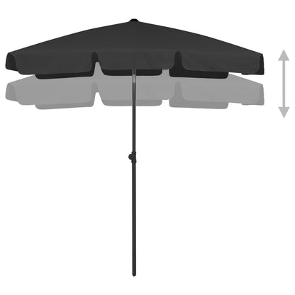 Beach Parasol Black 180x120 cm