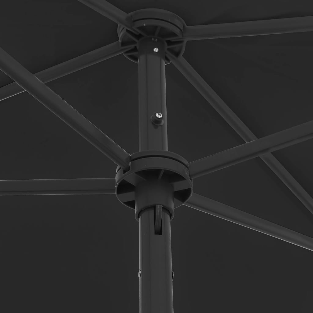 Beach Parasol Black 180x120 cm
