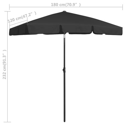 Beach Parasol Black 180x120 cm