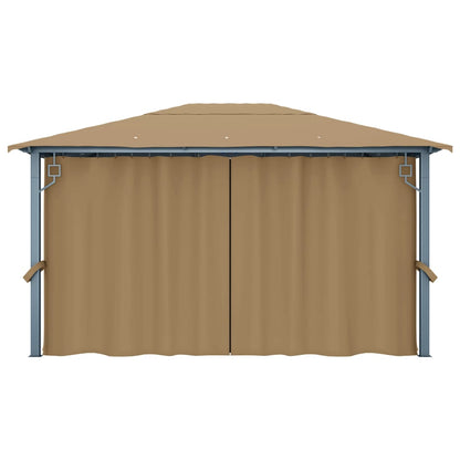 Gazebo with Curtain 400x300 cm Taupe Aluminium