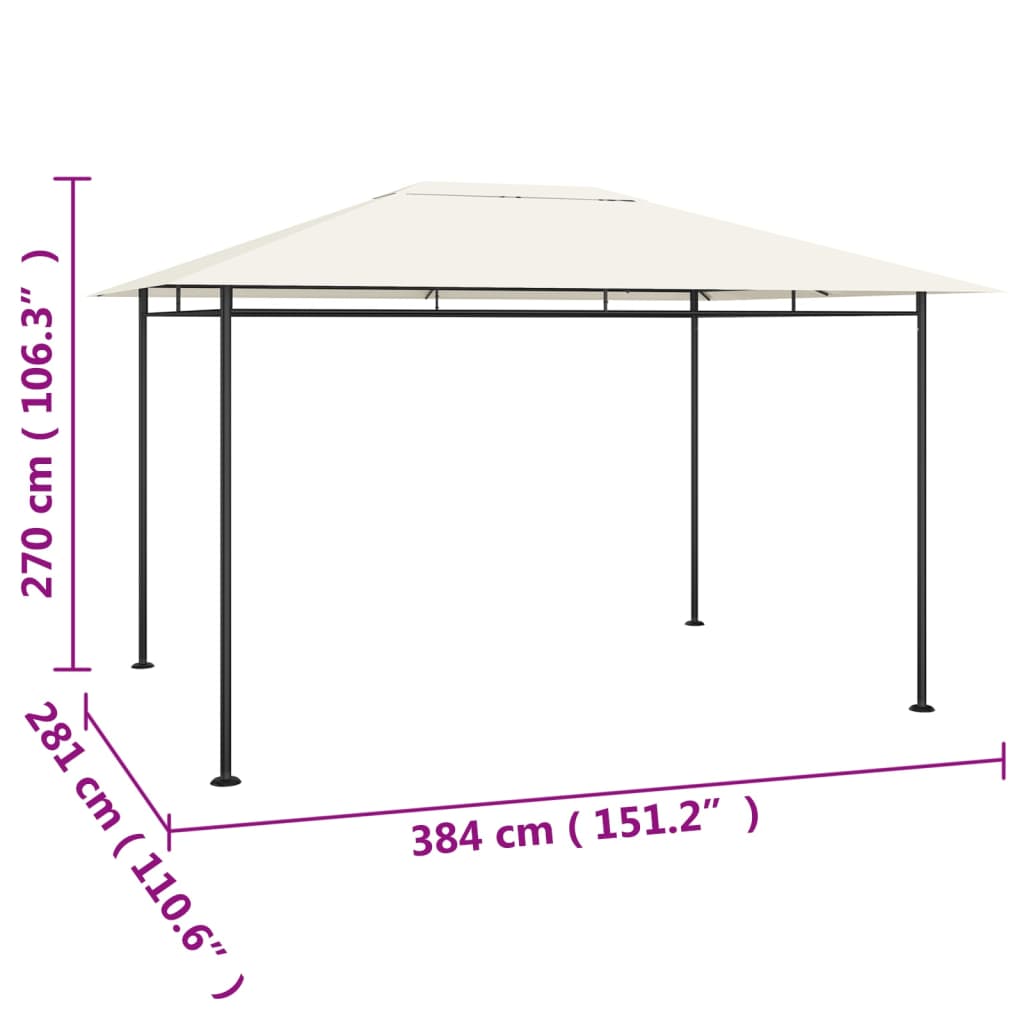 Gazebo 384x281x270 cm Cream 180 g/m²