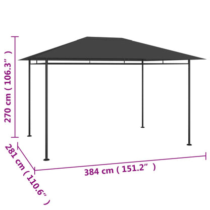 Gazebo 384x281x270 cm Anthracite 180 g/m²