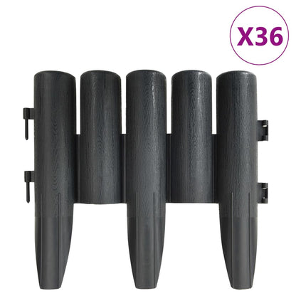 Lawn Edgings 36 pcs Anthracite 10 m PP