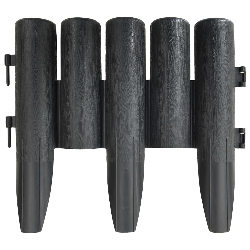 Lawn Edgings 36 pcs Anthracite 10 m PP