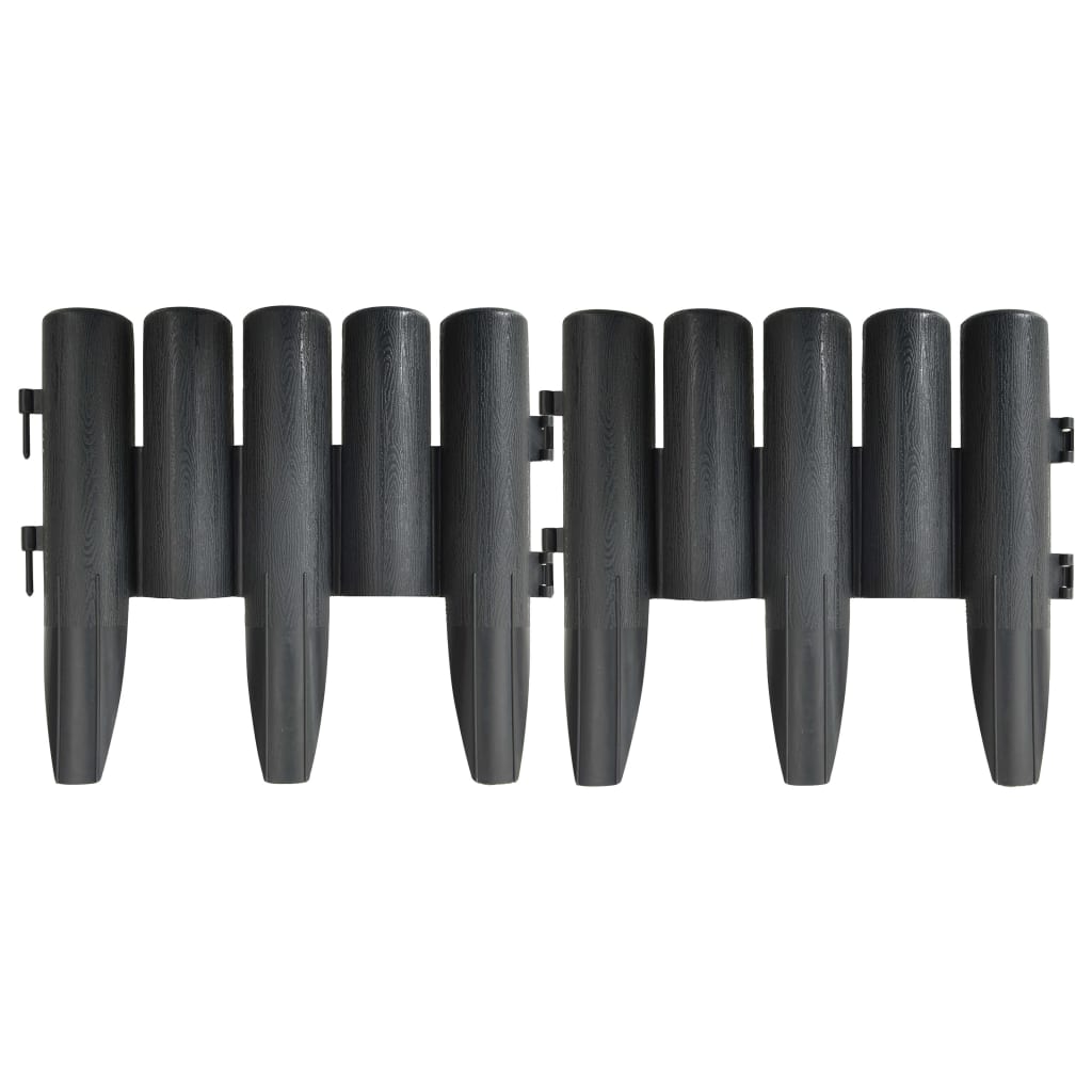 Lawn Edgings 36 pcs Anthracite 10 m PP