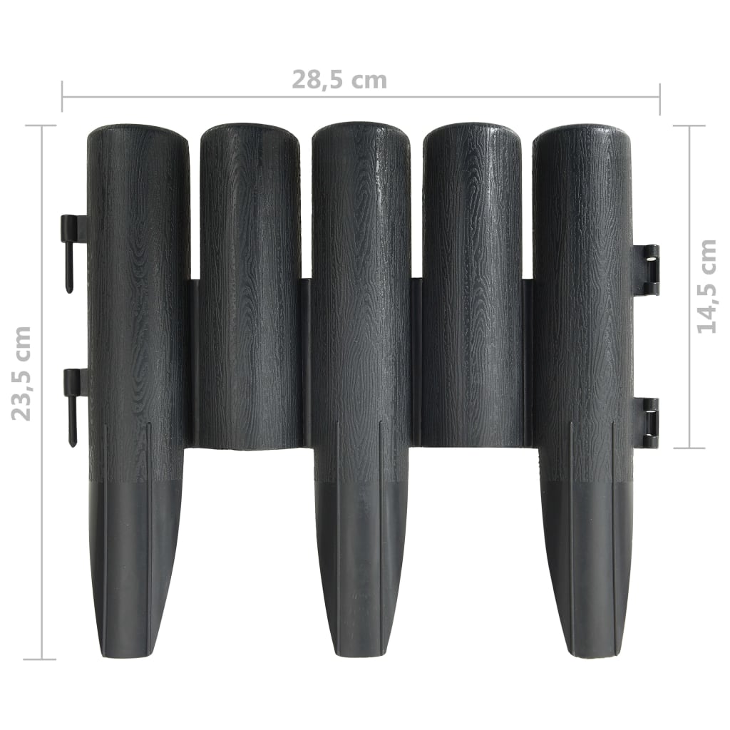 Lawn Edgings 36 pcs Anthracite 10 m PP