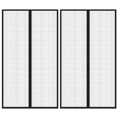 Insect Door Curtains 2 pcs with Magnet Blocks Black 200x80 cm