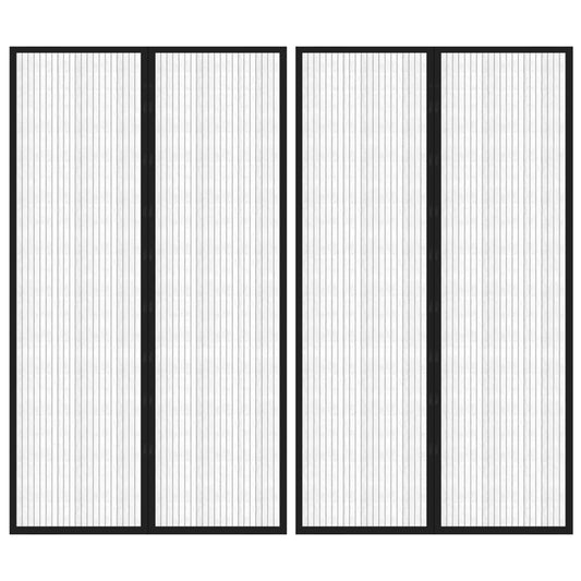 Insect Door Curtains 2 pcs with Magnet Blocks Black 200x80 cm