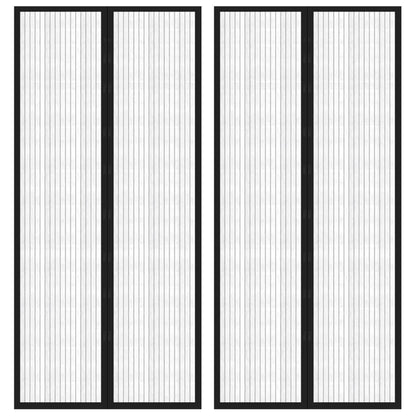 Insect Door Curtains 2 pcs with Magnet Blocks Black 210x90 cm