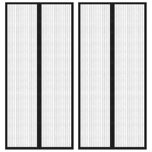 Insect Door Curtains 2 pcs with Magnet Blocks Black 210x90 cm