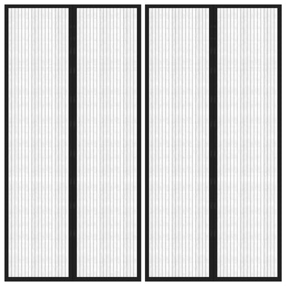 Insect Door Curtains 2 pcs with Magnet Blocks Black 220x100 cm