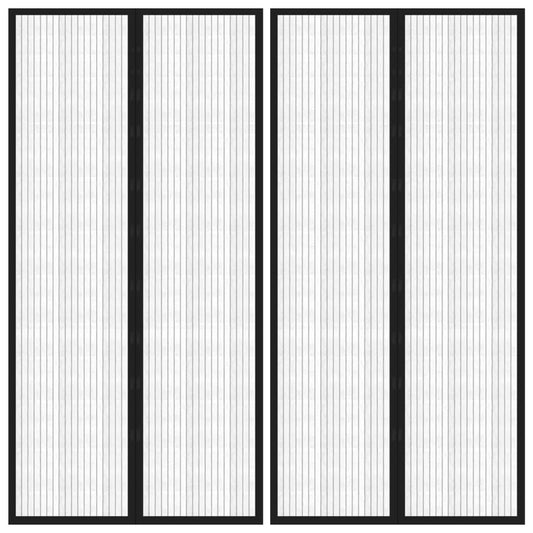 Insect Door Curtains 2 pcs with Magnet Blocks Black 220x100 cm